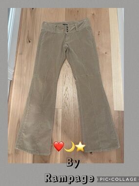 Rampage Vintage Tan Corduroy low rise Flare  pants size 8 Y2K